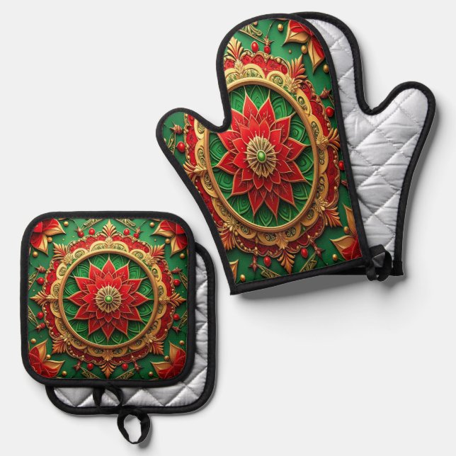 Set De Manoplas Red Green Decorative (Anverso/Reverso)