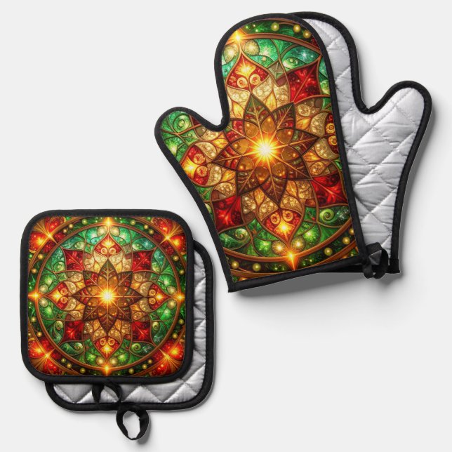 Set De Manoplas Red Green Decorative (Anverso/Reverso)