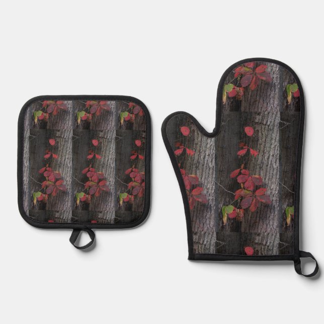 Set De Manoplas Red Ivy Oven Mitt y Pot Holders (Anverso)