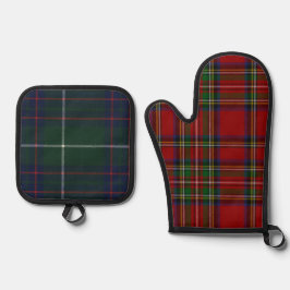 Set De Manoplas Red Stewart Plaid Tartan for Christmas