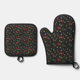 Set De Manoplas Regalo de cocina navideña picante del suroeste