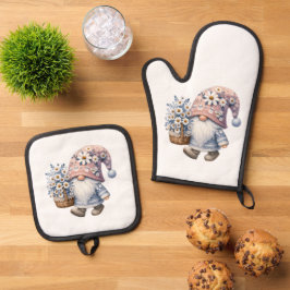 Set De Manoplas Regalo de Gnome de flores de margarita en primaver