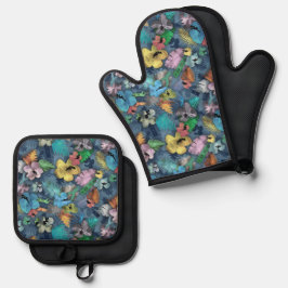 Set De Manoplas Regalo eléctrico - Mens Oven Mitt - Impresión hawa