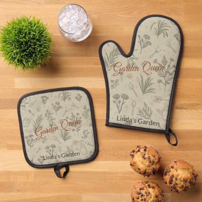 Set De Manoplas Regalo personalizado de la Reina del Jardín (De arriba hacia abajo)