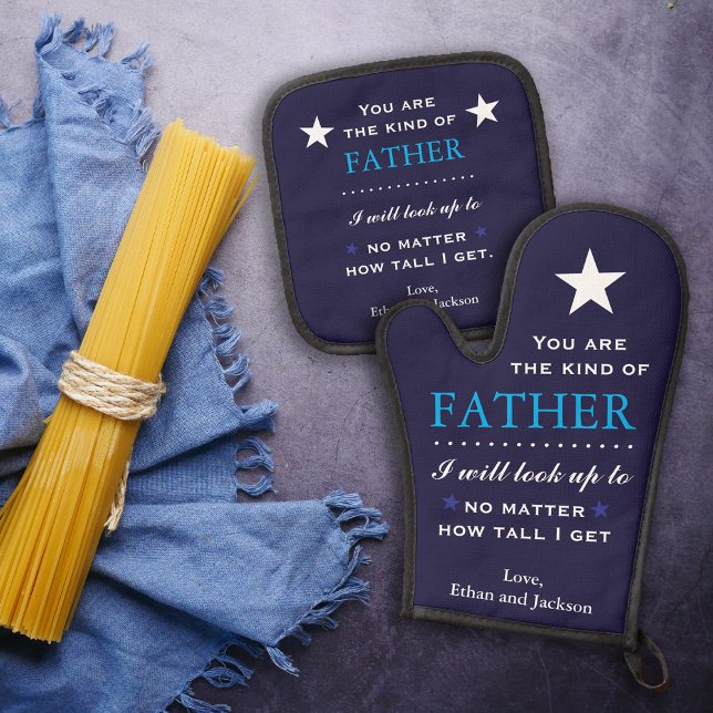 Set De Manoplas Regalo sentimental para papá (Pot holder and oven mitt Gather's Day or Dad's Birthday gift with sentimental quote)