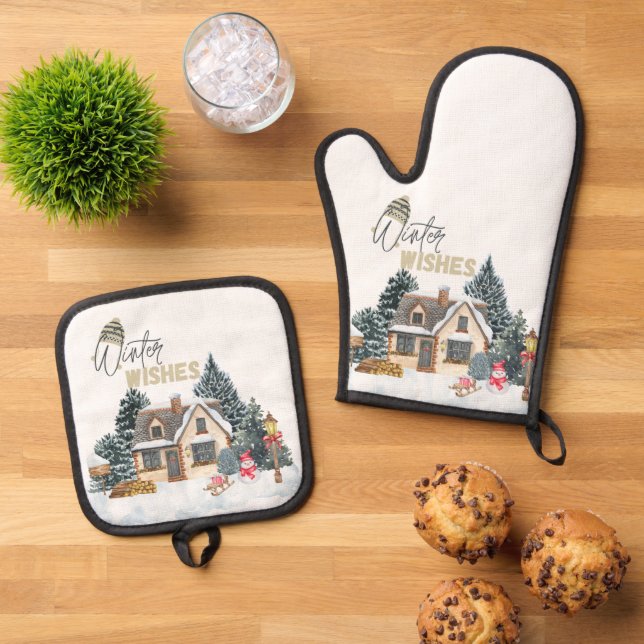 Set De Manoplas Regalos de Navidad Deseos de Invierno para Decorac (De arriba hacia abajo)