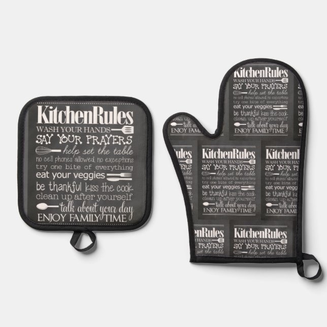 Set De Manoplas "Reglas de cocina" (Anverso)