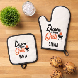 Set De Manoplas Reina personalizada del asador