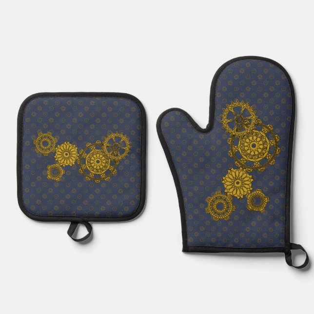 Set De Manoplas Relojería tejida (Anverso)