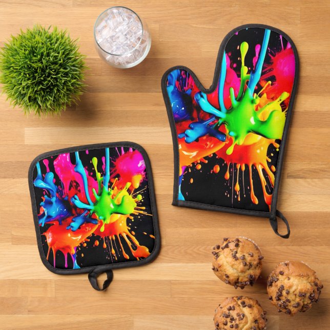 Set De Manoplas Resumen de salpicaduras coloridas (De arriba hacia abajo)