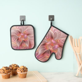 Set De Manoplas Resumen mariposa colorida Fantasía arte fractal