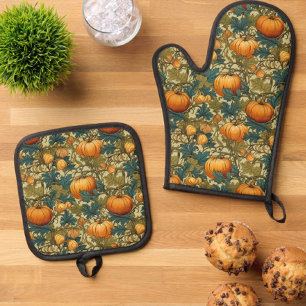 Set De Manoplas Retro de parche de calabaza de otoño de William Mo