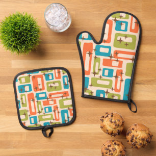 Set De Manoplas Retro Mid Century Moderno