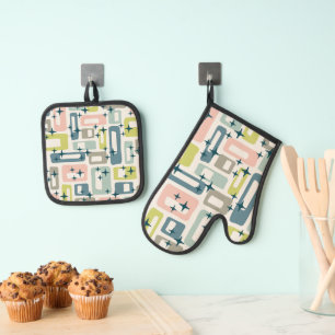 Set De Manoplas Retro Mid Century Moderno
