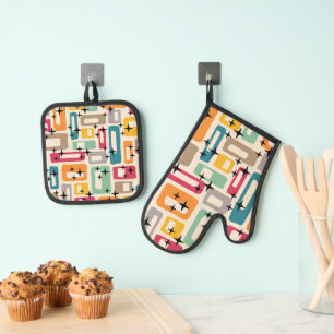 Set De Manoplas Retro Mid Century Moderno