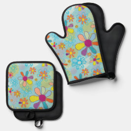 Set De Manoplas Retro Oven Mitt