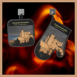 Set De Manoplas Rey de la parrilla tu foto