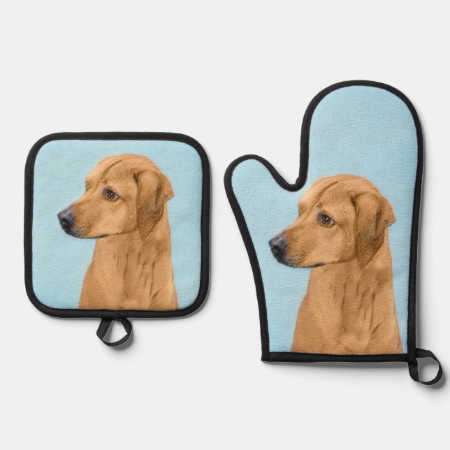 Set De Manoplas Rhodesia Ridgeback Pintura Red Wheaten Arte de Per (Anverso)