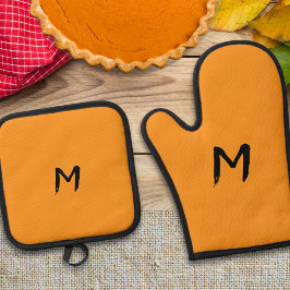 Set De Manoplas Ricos Calabaza Amarillo Monogramado