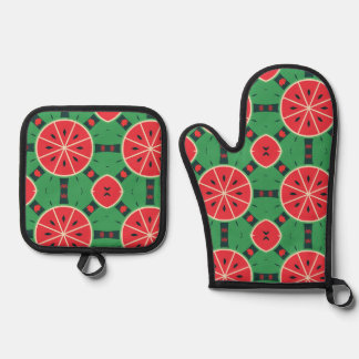 Set De Manoplas Rodajas de Sandía Fresca de Verano Patrón Cocina