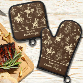Set De Manoplas Rodeo occidental de cowboy personalizado
