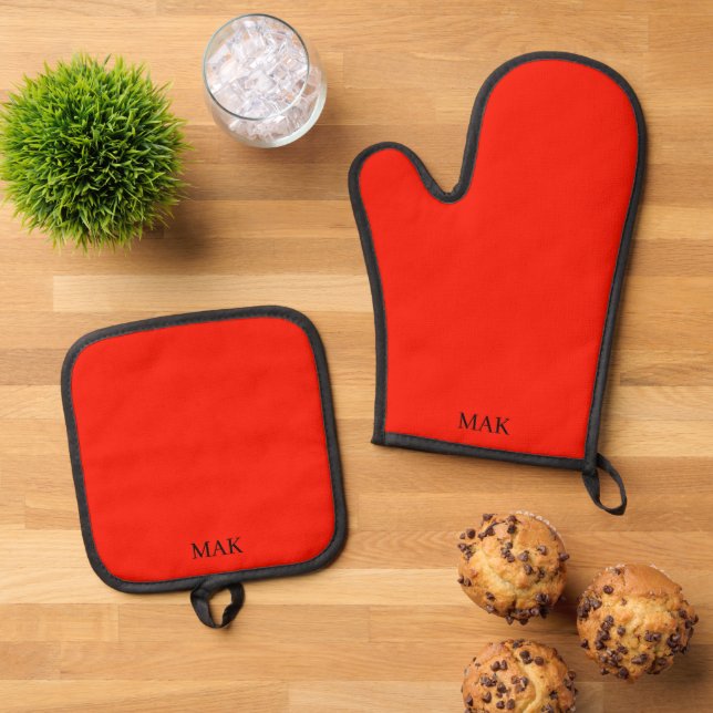 Set De Manoplas Rojo sólido personalizado navideño elegante (De arriba hacia abajo)
