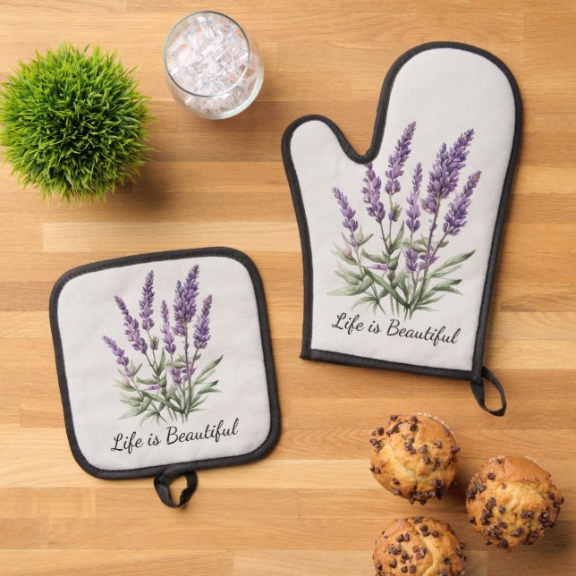 Set De Manoplas Romántico Gris Lavanda Púrpura Floral Ducha Britán (De arriba hacia abajo)