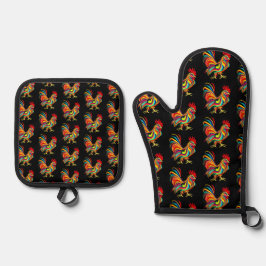 Set De Manoplas Rooster Apron