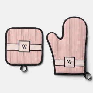 Set De Manoplas Rosa con rayas negras