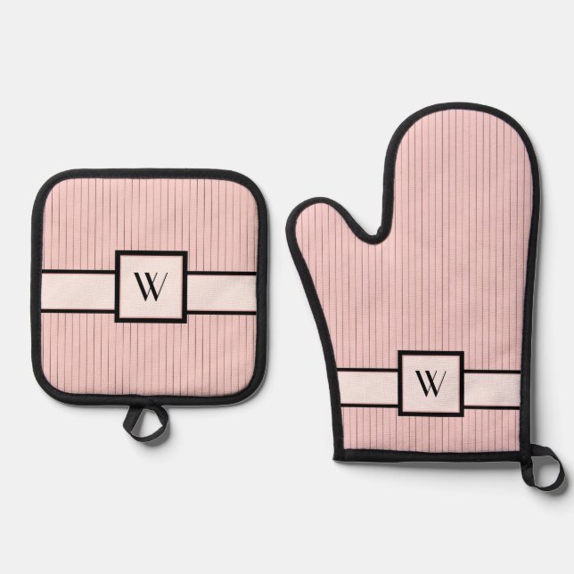 Set De Manoplas Rosa con rayas negras (Anverso)