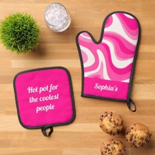 Set De Manoplas Rosa Funky Retro