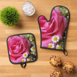 Set De Manoplas Rosa rosado caliente y foto en blanco