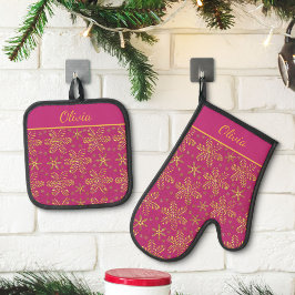 Set De Manoplas Rosa y oro personalizado