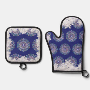 Set De Manoplas Rosada azul y copo de nieve