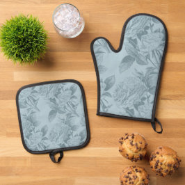 Set De Manoplas Rosas azules de época