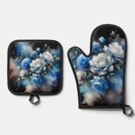 Set De Manoplas Rosas azules y blancas de ensueño