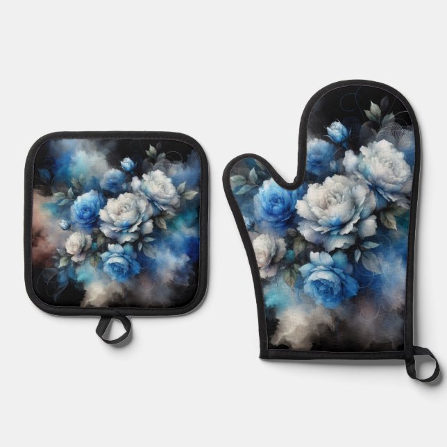 Set De Manoplas Rosas azules y blancas de ensueño (Anverso)