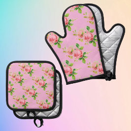 Set De Manoplas Rosas de cosecha rosa