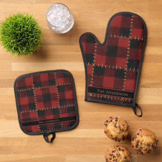 Set De Manoplas Rustic Farmhouse Buffalo Plaid Custom Christmas 