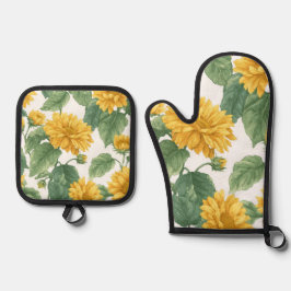 Set De Manoplas Rustic Sunflower Watercolor Floral Farmhouse