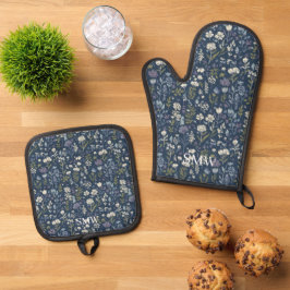 Set De Manoplas Rustic Wildflower Monogram – Cozy Kitchen