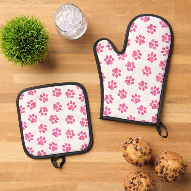 Set De Manoplas Rutas de perro, garras de perro, garras rosadas (De arriba hacia abajo)