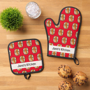 Set De Manoplas salchicha de perrito caliente lindo (nombre)