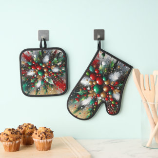 Set De Manoplas Salpicaduras de Navidad / Explosiones blancas