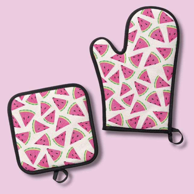 Set De Manoplas Sandía divertida (Watermelon pattern oven gloves)
