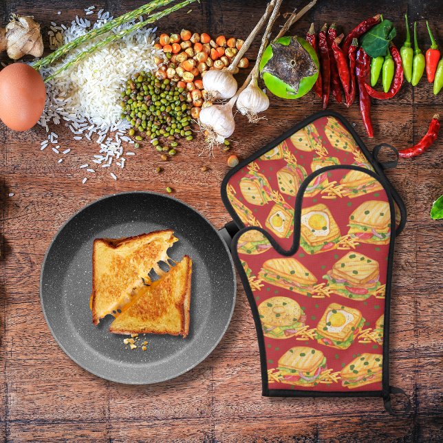 Set De Manoplas Sándwiches gourmet y papas fritas rojas (Subido por el creador)