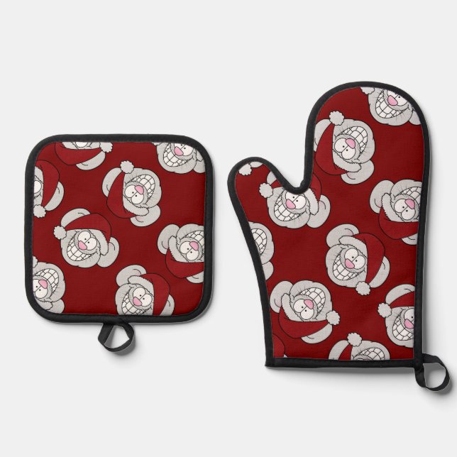 Set De Manoplas Santa White Christmas Mouse Screwball Graphics (Anverso)