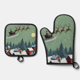 Set De Manoplas Santa y su Sleigh