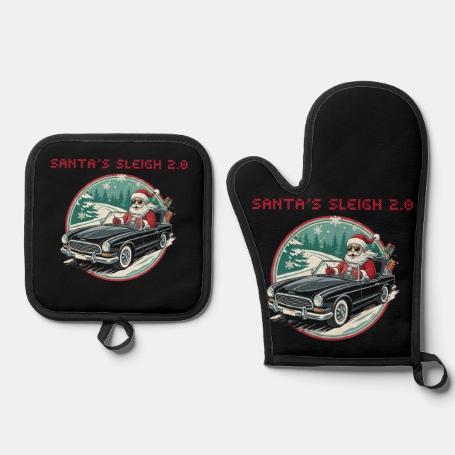 Set De Manoplas Santa's Sleigh 2.0 Pot Holders (Anverso)