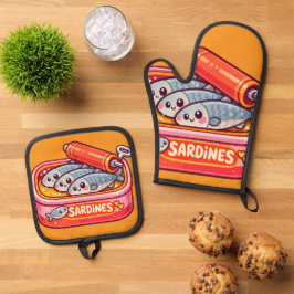 Set De Manoplas Sardinas De Dibujos Animados Lindas